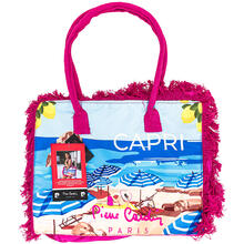 BORSA MARE IN CANAPONE STAMPATO CON FRANGIE E LOGO 