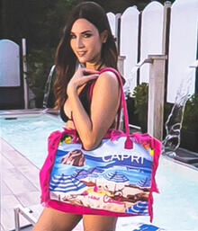 BORSA MARE IN CANAPONE STAMPATO CON FRANGIE E LOGO 