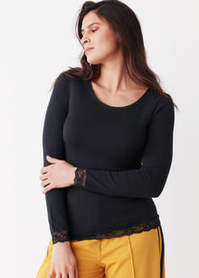 MAGLIA DONNA COTONE BIELASTICO GARZATO PIZZO 