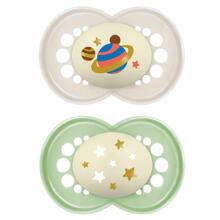 2 SUCCHIETTI 16 MESI SILICONE MAM ORIGINAL NIGHT 16+ 