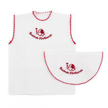 CAMICINA FORTUNA +BAVETTA MUSSOLA SMERLATA A MANO 