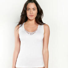 CAMICIOLA DONNA SPALLA LARGA PIZZO MACRAME  