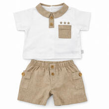 COMPLETO 2 PEZZI CON BERMUDA IN TESSUTO MISTO LINO 