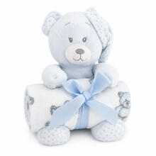 CONFEZIONE REGALO NEONATO COPERTA + PELUCHE 