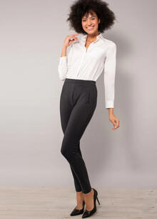 LEGGINGS DONNA GESSATO CON ELASTICO VITA COMODO 