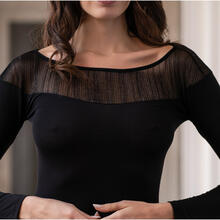 MAGLIA DONNA MANICA LUNGA PLISSE E TULLE IN VISCOSA 