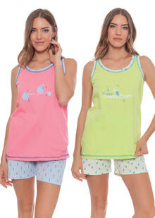 PIGIAMA DONNA SPALLA LARGA PANTALONCINO 