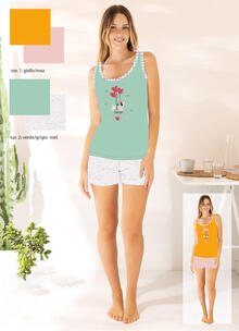 PIGIAMA DONNA SPALLA LARGA PANTALONCINO 