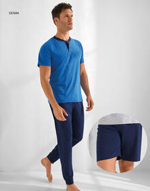 PIGIAMA UOMO MEZZA MANICA JERSEY 3 PEZZI 