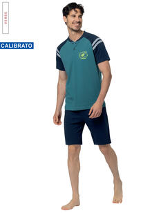 PIGIAMA UOMO MEZZA MANICA PANTALONCINO CALIBRATO LOTTO 