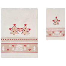 SET 1+1 ASCIUGAMANI SPUGNA SCATOLA NATALE RICAMATE 