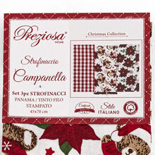 SET 3 STROFINACCI NATALIZI TINTO FILO STAMPATI CM 45X70 