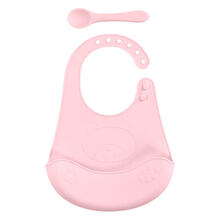 SET BAVETTA CON CUCCHIAINO IN SILICONE 