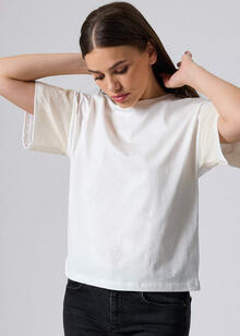 T-SHIRT DONNA COMODA MANICHE A RETE LAMINATE 