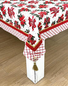 TOVAGLIA NATALE COTONE X6 CON BORDO E NAPPINE CM 140X180 