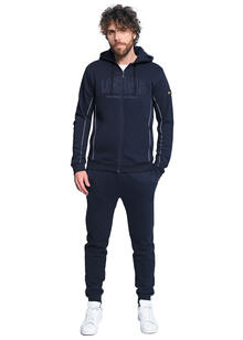 TUTA UOMO FELPA GARZATA FULL ZIP CAPPUCCIO 