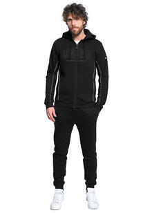 TUTA UOMO FELPA GARZATA FULL ZIP CAPPUCCIO 