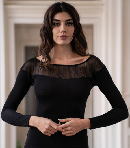 maglia-donna-manica-lunga-plisse-e-tulle-in-viscosa