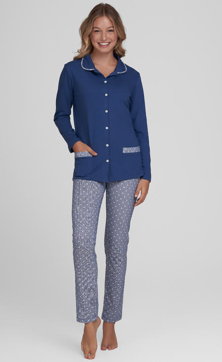 pigiama-donna-cotone-lungo-aperto-jersey
