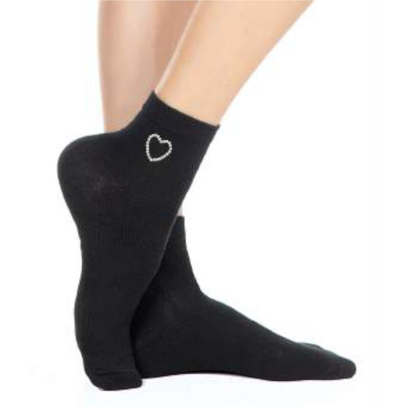 CALZINO CORTO DONNA IN COTONE MERCERIZZATO STRASS CUORE BuyBuy24 Abbilgiamento e Biancheria