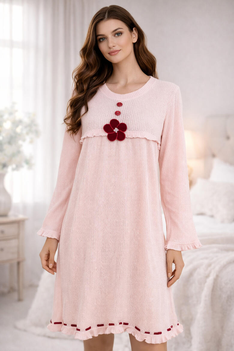 CAMICIA DA NOTTE CALDO COTONE MANICA LUNGA BuyBuy24 Abbilgiamento e Biancheria