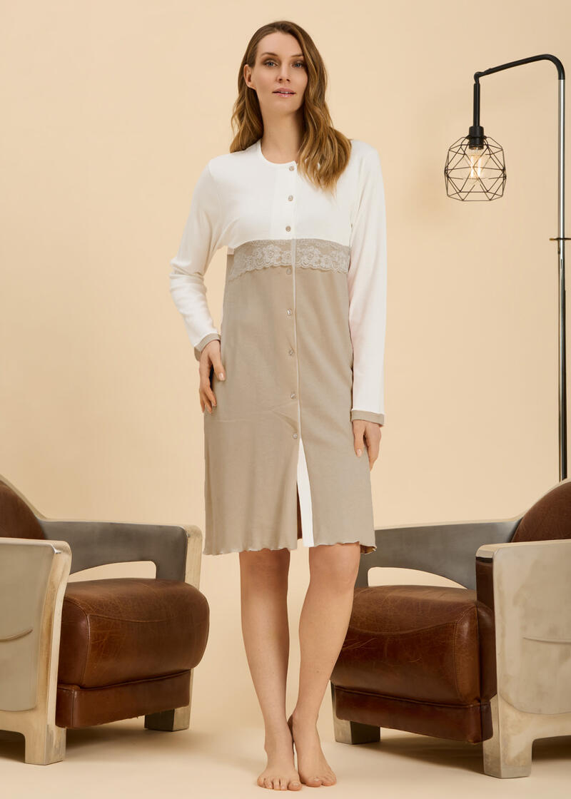 CAMICIA DA NOTTE DONNA INTERLOCK APERTA BuyBuy24 Abbilgiamento e Biancheria