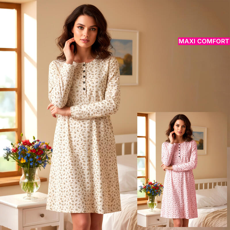 CAMICIA DA NOTTE DONNA INTERLOCK CALIBRATA BuyBuy24 Abbilgiamento e Biancheria