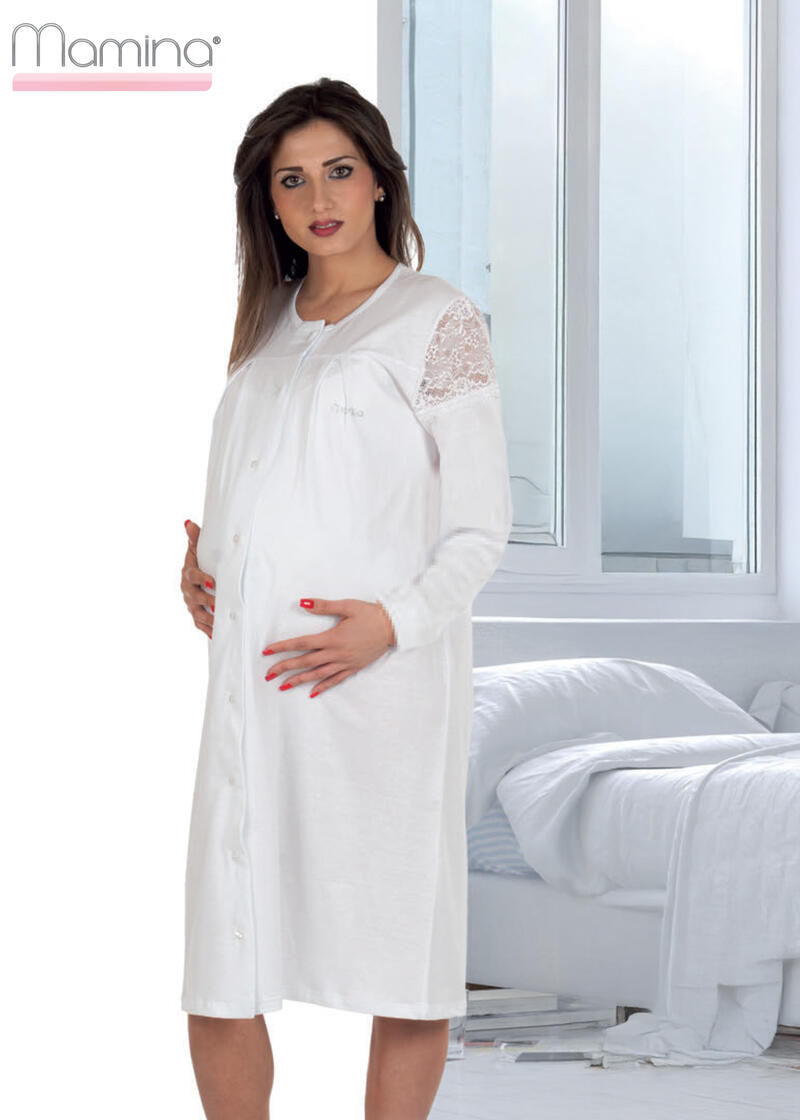 CAMICIA DA NOTTE PREMAMAN MANICA LUNGA COTONE  BuyBuy24 Abbilgiamento e Biancheria