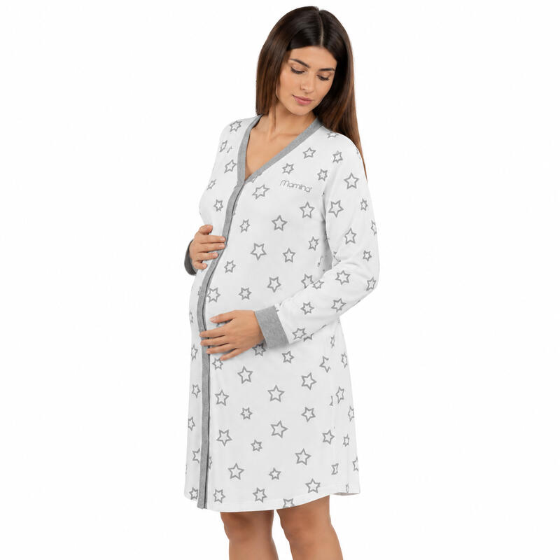 CAMICIA DA NOTTE PREMAMAN MANICA LUNGA COTONE BuyBuy24 Abbilgiamento e Biancheria