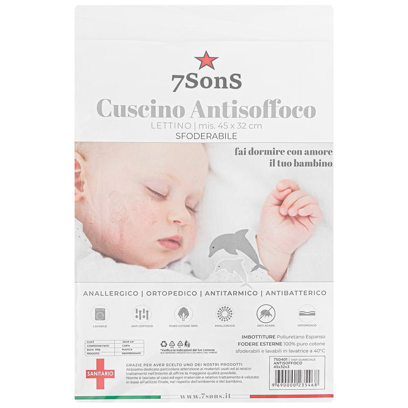 CUSCINO LETTINO ANTISOFFOCO SFODERABILE CM 32X45 BuyBuy24 Abbilgiamento e Biancheria