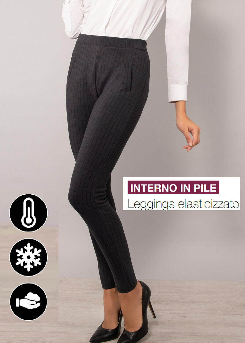 LEGGINGS DONNA GESSATO CON ELASTICO VITA COMODO BuyBuy24 Abbilgiamento e Biancheria