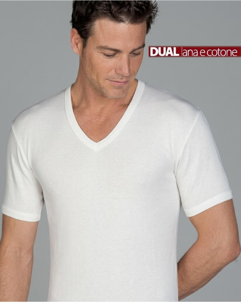 MAGLIA UOMO MEZZA MANICA LANA E COTONE SCOLLO V BuyBuy24 Abbilgiamento e Biancheria