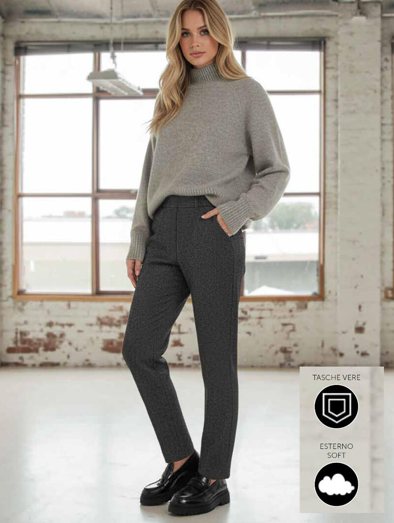 PANTALONE DONNA SIGARETTA ESTERNO SOFT TASCHE VERE BuyBuy24 Abbilgiamento e Biancheria
