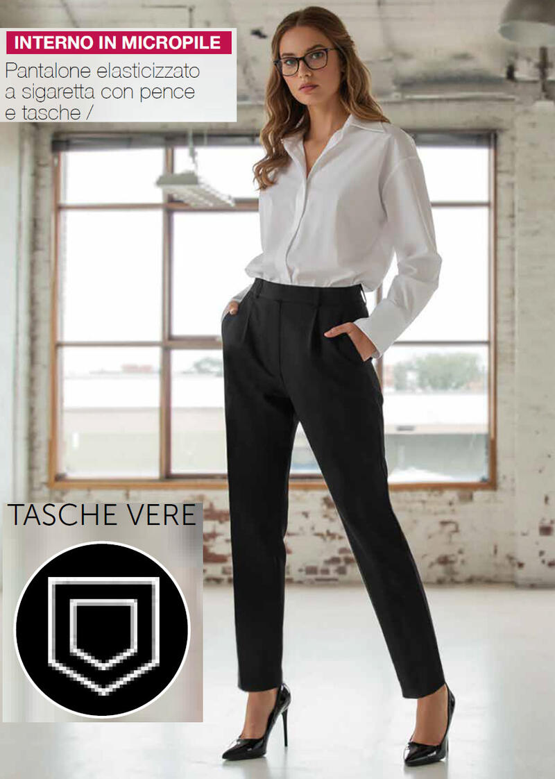 PANTALONE ELASTICIZZATO SIGARETTA CON PENCE E TASCHE BuyBuy24 Abbilgiamento e Biancheria