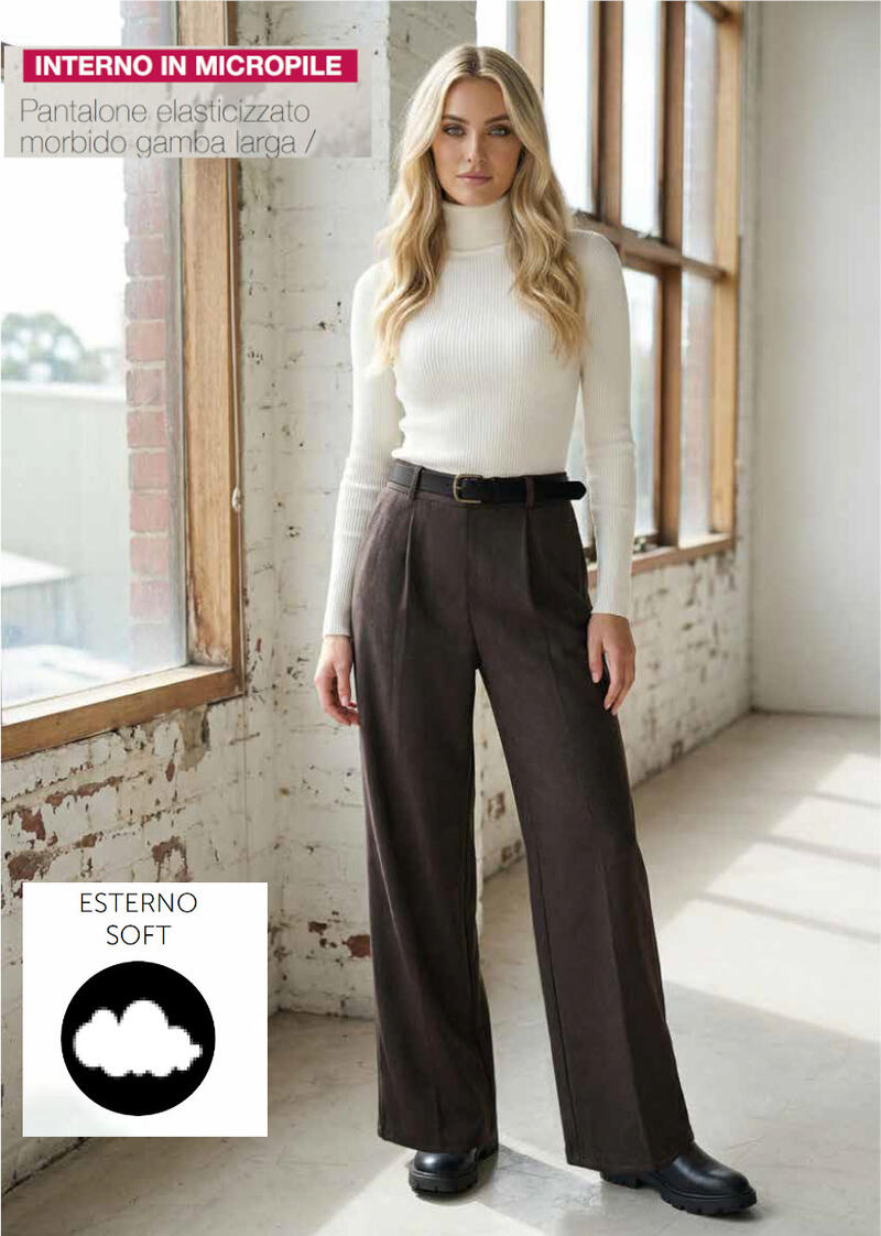 PANTALONE LARGO DONNA INTERNO IN MICROPILE BuyBuy24 Abbilgiamento e Biancheria
