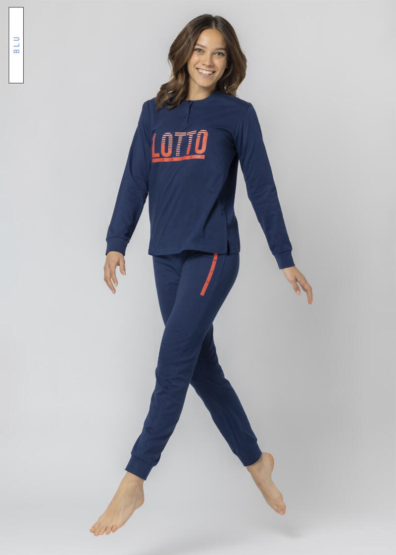 PIGIAMA DONNA LUNGO JERSEY LOTTO BuyBuy24 Abbilgiamento e Biancheria