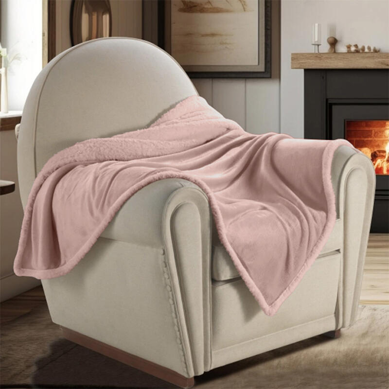 PLAID 2 PIAZZE IN CORAL E SHERPA CM 190X210 BuyBuy24 Abbilgiamento e Biancheria