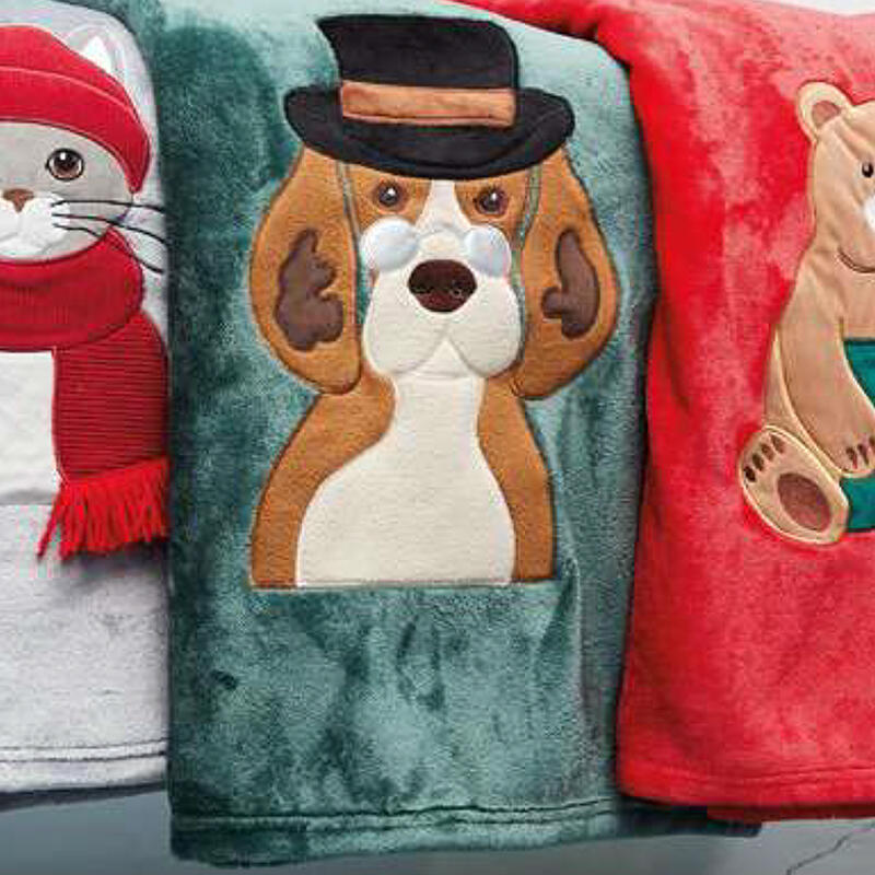 PLAID IN PILE CM 130X160 CON APPLICAZIONE BuyBuy24 Abbilgiamento e Biancheria