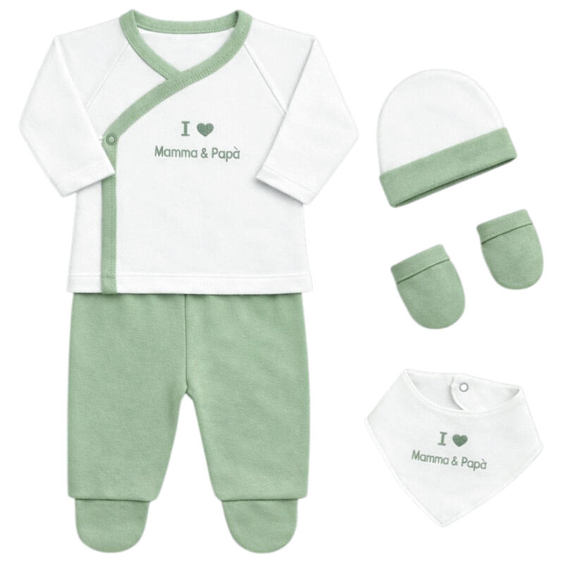 SET CORREDINO PRIMA NASCITA 4 PEZZI IN CALDO COTONE BuyBuy24 Abbilgiamento e Biancheria