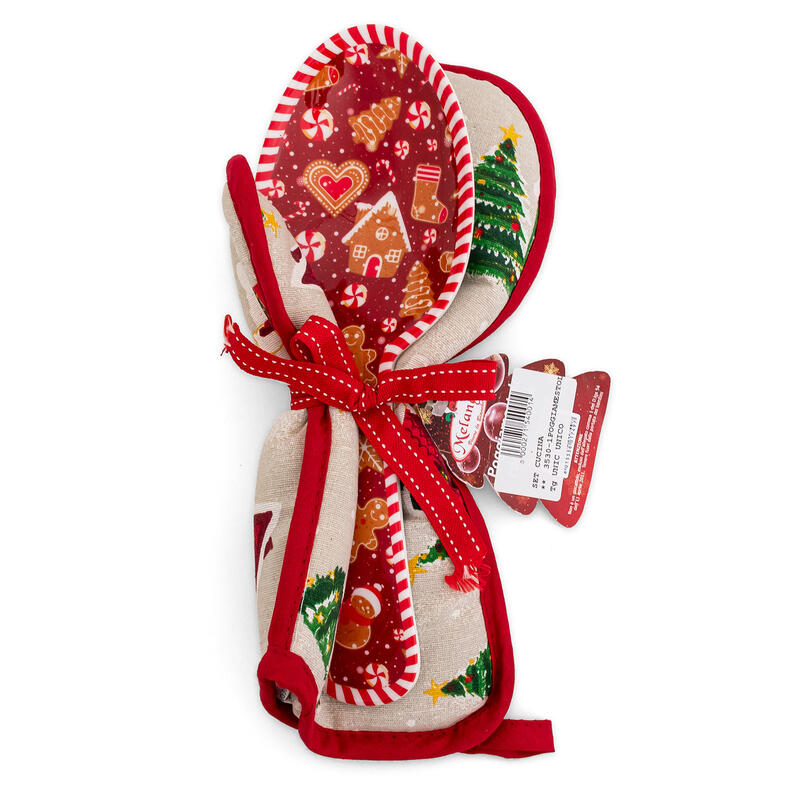 SET PORTA MESTOLO+GUANTO NATALIZIO CM 28X9 BuyBuy24 Abbilgiamento e Biancheria