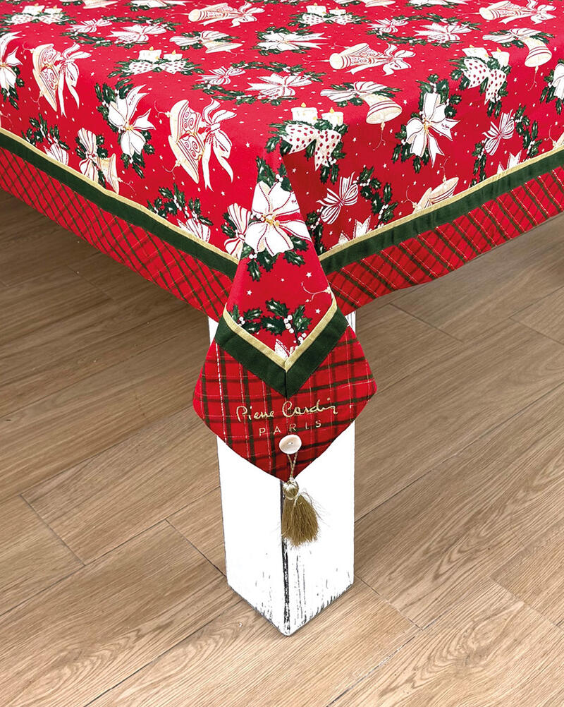 TOVAGLIA NATALE COTONE X 18 CON BORDO E NAPPINE CM 140X360 BuyBuy24 Abbilgiamento e Biancheria