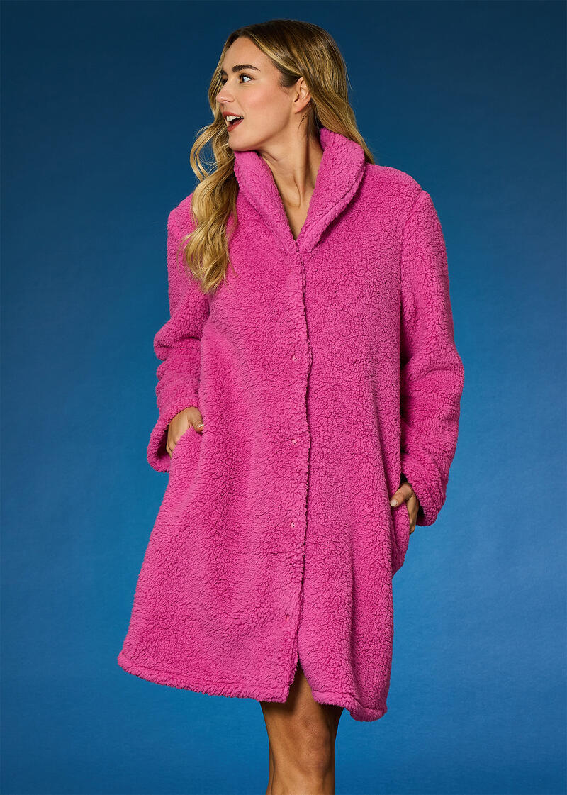 VESTAGLIA DONNA SHERPA CON BOTTONI  BuyBuy24 Abbilgiamento e Biancheria